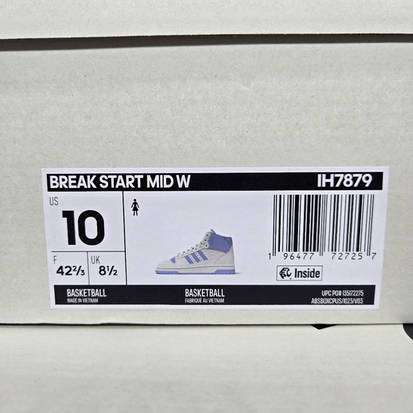 New adidas Break Start Mid Cloud White Glow Blue Women's Shoes Size 10 - Picture 8 of 8